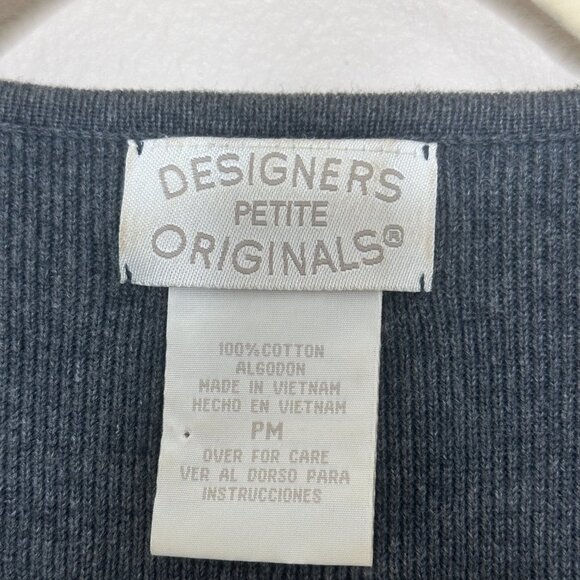 Vintage DESIGNERS ORIGINALS Petite Women's Heather Grey V-Neck Cardigan PM - Picture 2 of 7
